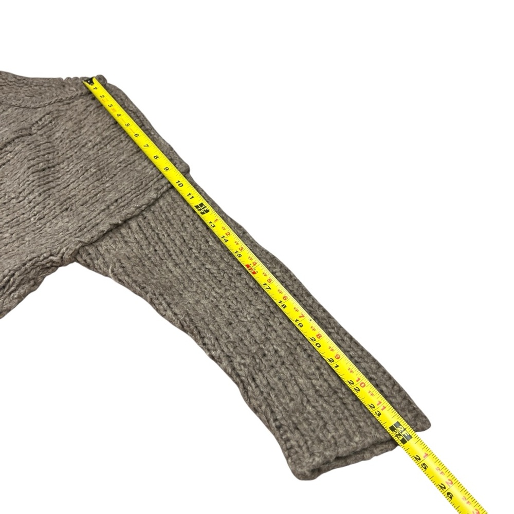 Free People Sweater Womens XS Brown Tan Chunky Knit Relaxed Crew Neck 3/4 Sleeve - Picture 8 of 9